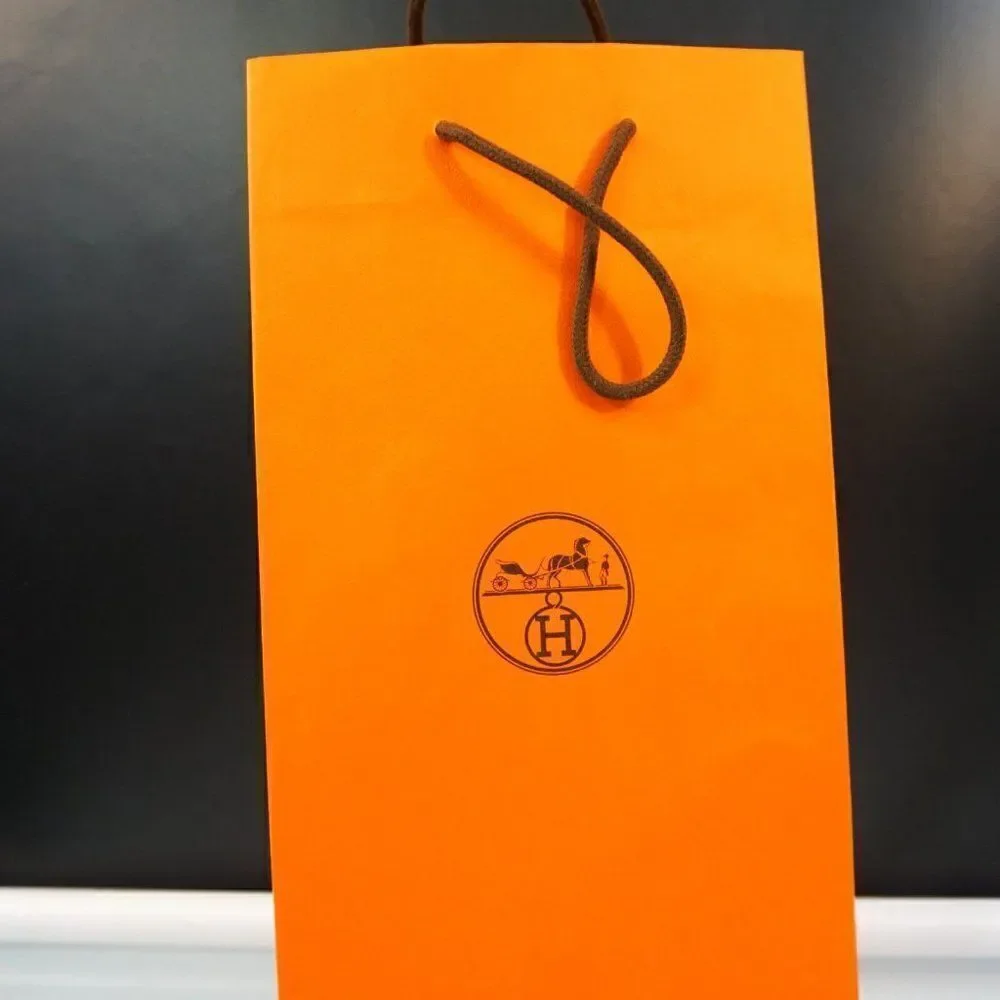 Hermes Original Shopping Gift Bag Iconic HERMÈS Slim Tall Orange 16.5
